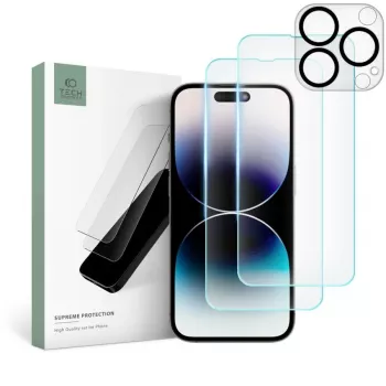 TECH-PROTECT Supreme Set Tempered Glass Screen Protector for Apple iPhone 14 Pro Max, Clear