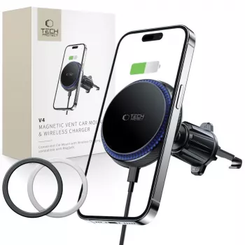 TECH-PROTECT MM15W-V4 Magnetic MagSafe Vent Car Mount Wireless Charger 15W Black