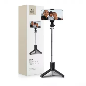 Tech-Protect L02S Selfie Stick Tripod with Bluetooth Remote Control, Black
