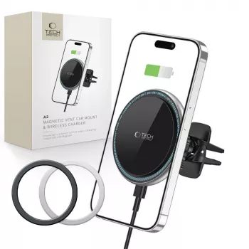 TECH-PROTECT A2 Magnetic MagSafe Vent Car Mount Wireless Charger 15W Black