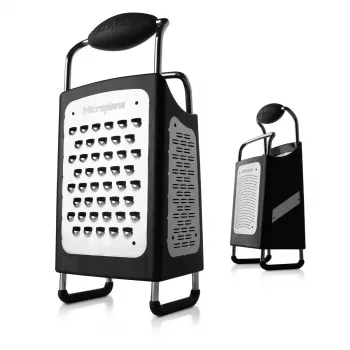 Microplane 4-Sided Box Grater Fine/Extra Coarse/Ribbon/Slicer Black