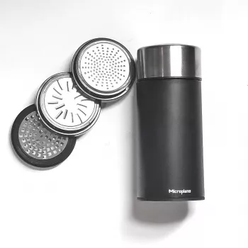 Microplane Universal Mill - Black/Clear Rotary Grater for Hard Cheeses, Chocolate, Nuts, Spices