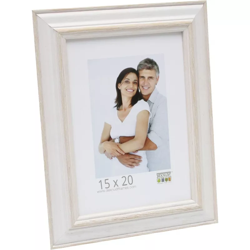 Deknudt S221H1 15x20 Wood Photo Frame White with Beige
