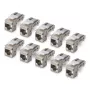 StarTech.com Shielded Cat6a Keystone Jack Module 10-Pack RJ45 Ethernet Female, STP, 90-Degree Angled, Tool-less, Silver, 10GBase-T