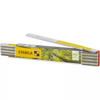 STABILA 600 2 m Wooden Folding Rule Metric White/Yellow