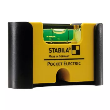 STABILA Type 81 S Pocket Electric Spirit Level, 7 cm, Yellow, 1.0 mm/m Accuracy, with Magnet and Belt Clip