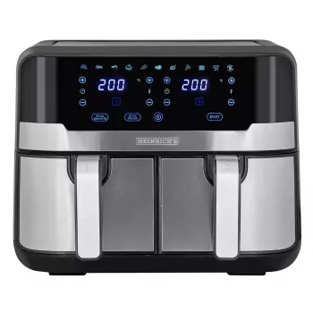 HEINRICH'S HFR 8214 Double Hot Air Fryer 2 x 4.5 L = 9.0 L 1300-2400 W Black-Silver