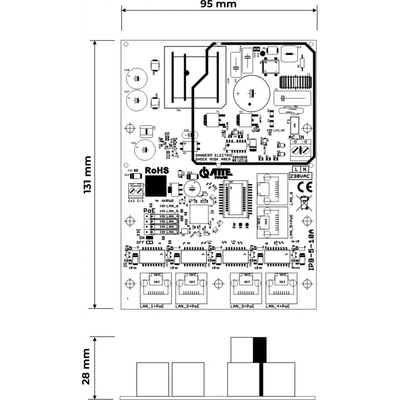 ATTE IPB-5-10A-OF 6-Port PoE Switch with Integrated Power Supply
