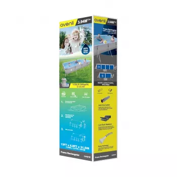 AVENLI 394x207x80 cm Rectangular Steel Frame Pool with Filter Pump, Ladder, Cover, and Ground Cloth