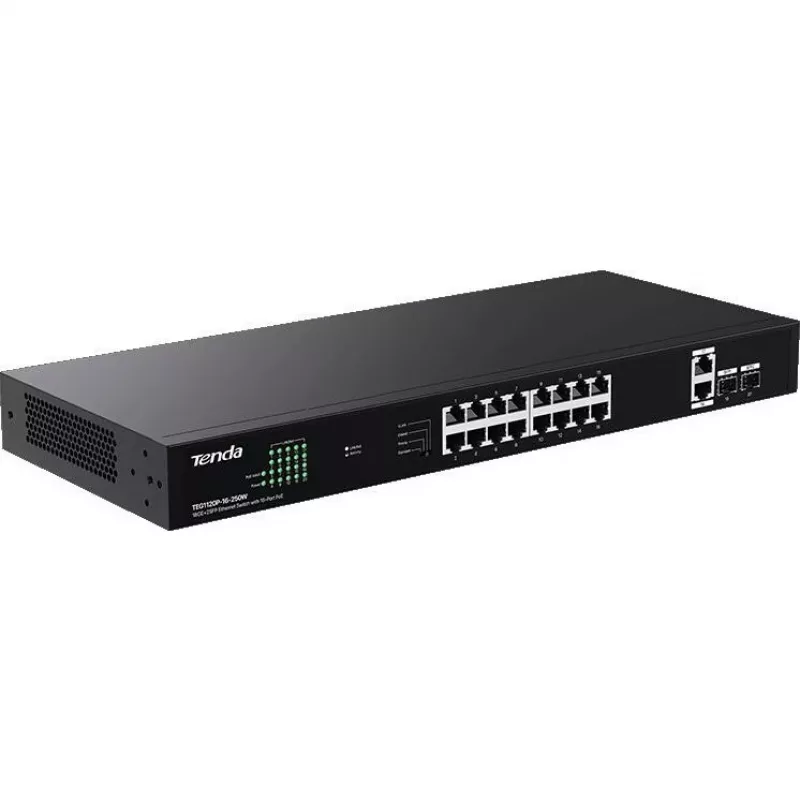 Tenda TEG1120P-16-250W Unmanaged PoE+ Switch 18-Port Gigabit 2 SFP 250W