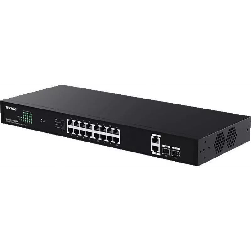 Tenda TEG1120P-16-250W Unmanaged PoE+ Switch 18-Port Gigabit 2 SFP 250W