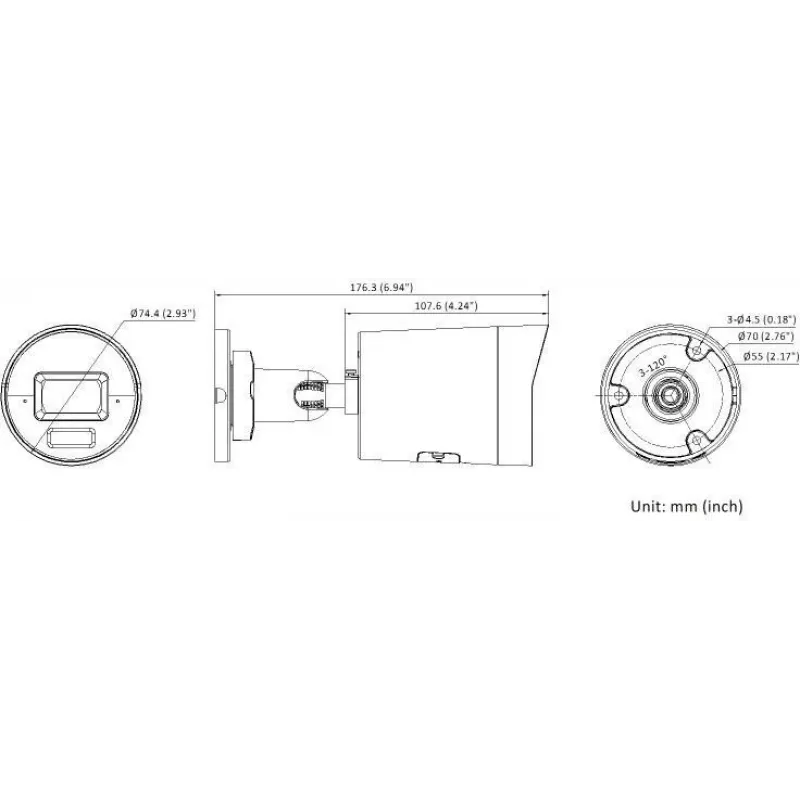 Hikvision DS-2CD2083G2-LI2U(2.8mm)(BLACK) 8MP AcuSense Fixed Bullet IP Camera with Smart Hybrid Light
