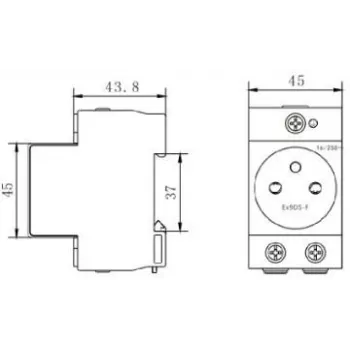 Noark Ex9DS-F 106194 Modular Socket, DIN Rail TH-35, 2.5M, Schuko (Type F), 16A, 250V, White/Grey
