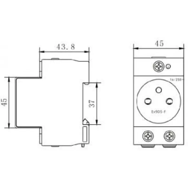 Noark Ex9DS-F 106194 Modular Socket, DIN Rail TH-35, 2.5M, Schuko (Type F), 16A, 250V, White/Grey
