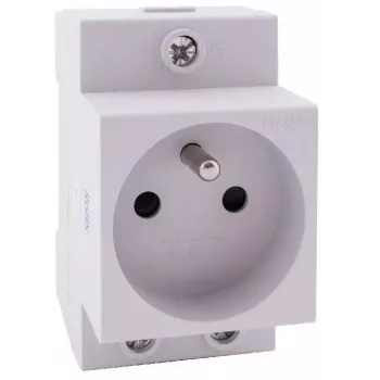 Noark Ex9DS-F 106194 Modular Socket, DIN Rail TH-35, 2.5M, Schuko (Type F), 16A, 250V, White/Grey