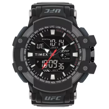 TIMEX Men's Digital Watch TW5M51800 53mm Resin Case Black Resin Band Grey Dial INDIGLO Night-Light 100m Water Resistance