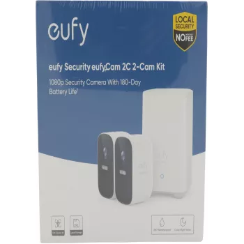 Anker Eufy Cam 2c 2+1 Wireless Security Camera System with HomeBase 2, 1080p Full HD, 2 Cameras, IP67, Color Night Vision, 180-Day Battery Life, No Monthly Fee