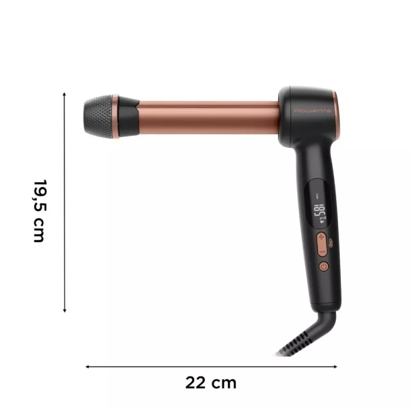 Rowenta CF4620E0 Twist Curl Curling Iron - Ceramic, Ion Conditioning, 27/32/38mm, LCD Display, 86W, Black/Copper