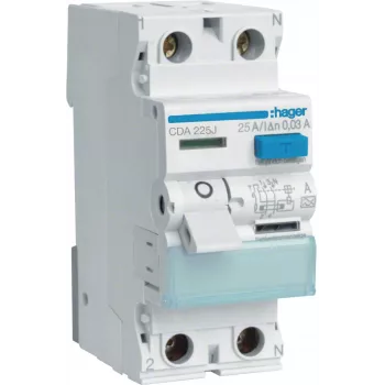 HAGER CDA225J RCCB Residual Current Circuit Breaker 1P+N 25A 30mA Type A 6kA
