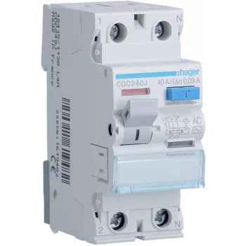 HAGER CDC240J Residual Current Circuit Breaker 1P+N 40A 30mA 6kA AC