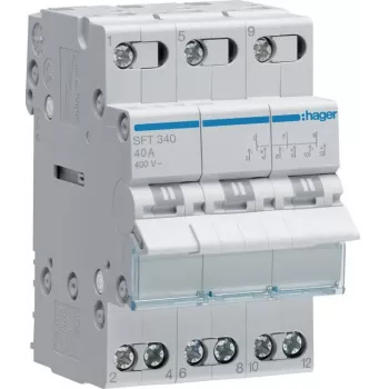 Hager SFT340 Modular Changeover Switch I-0-II 3P 40A 400V AC