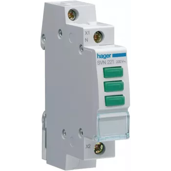 HAGER SVN221 Modular Indicator Light, 230V AC, 3 x Green LED, DIN Rail