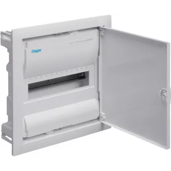 Hager Volta VU12AT Flush-Mounted Distribution Board with Metal Door, 1 Row, 12 Modules, IP30, QuickConnect