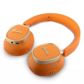 Guess Bluetooth On-Ear Headphones Rectangle Metal Script Orange