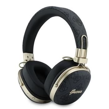 Guess Over-Ear Bluetooth Headphones with ENC, Metal 4G Script Logo, Black