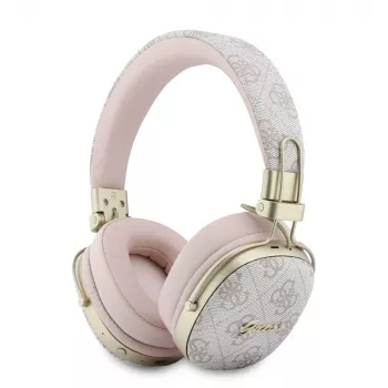 Guess Over-Ear Bluetooth Headphones ENC Metal 4G Script Logo Pink
