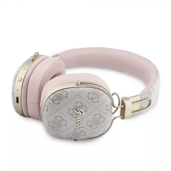 Guess Over-Ear Bluetooth Headphones ENC Metal 4G Script Logo Pink