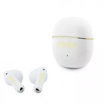 GUESS Glossy Gold Line Classic TWS Earbuds White