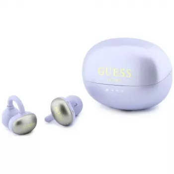 GUESS Open-Ear Wireless Headphones Metallic Finish Electroplated Parts Classic Logo Purple