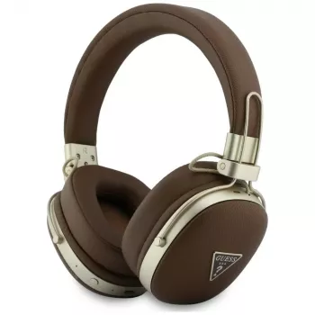 Guess GUE005460 Bluetooth On-Ear Headphones with ENC, Brown, Metal Grained Triangle Logo