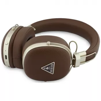 Guess GUE005460 Bluetooth On-Ear Headphones with ENC, Brown, Metal Grained Triangle Logo