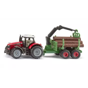 SIKU Blister Massey Ferguson with Forestry Trailer