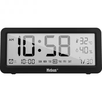 MEBUS 25819 Quartz Alarm Clock Digital LCD Black