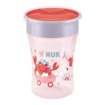 NUK Magic Cup 230 ml Red 360° Drinking Rim Training Cup for Toddlers 8+ Months, Leak-Proof, BPA-Free, Dishwasher Safe