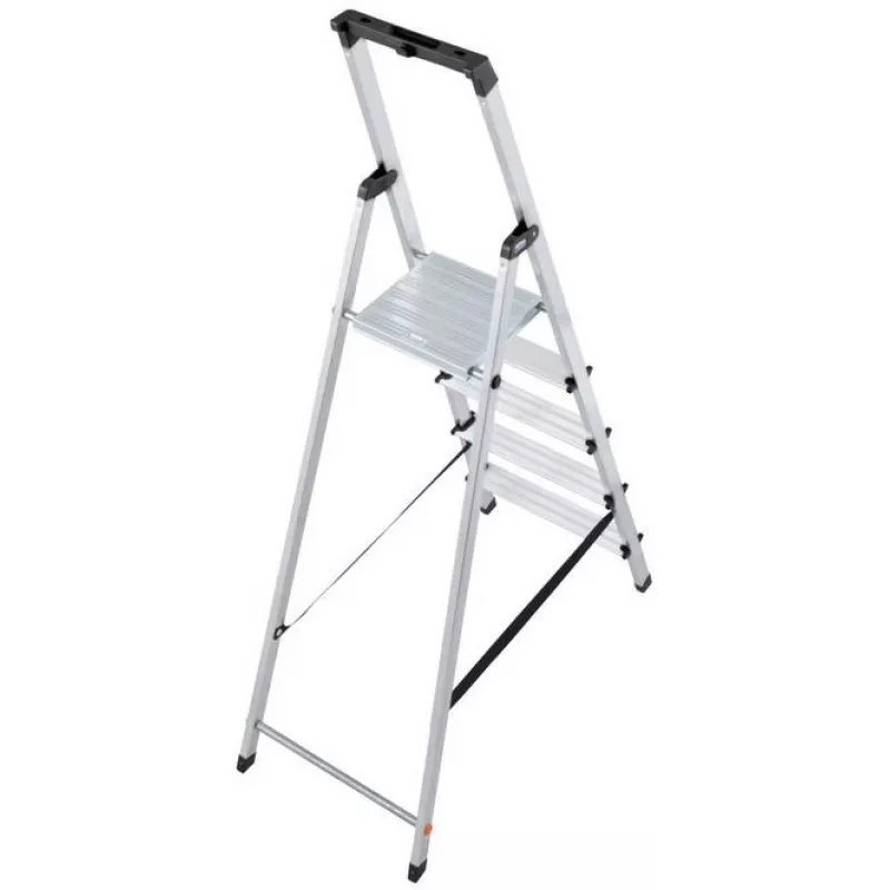 Krause SOLIDY 1x5 126238 Single-Sided Step Ladder, 5 Steps, Aluminum, 150 kg Load Capacity