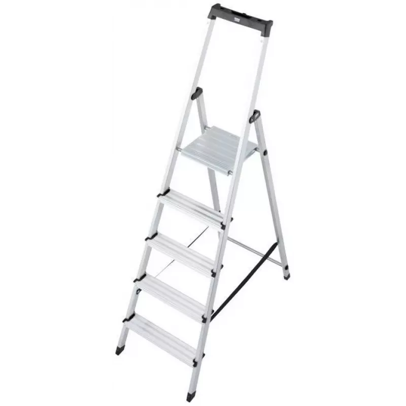 Krause SOLIDY 1x5 126238 Single-Sided Step Ladder, 5 Steps, Aluminum, 150 kg Load Capacity
