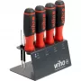 WIHA SoftFinish Screwdriver with Bit Holder 1/4 inch (Black/Red, with Ratchet Function)