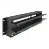 DELOCK 19 inch Circuit Breaker Distribution Panel with Cover and DIN Rail including 2x Cable Strain Relief Rails 3U Steel Black
