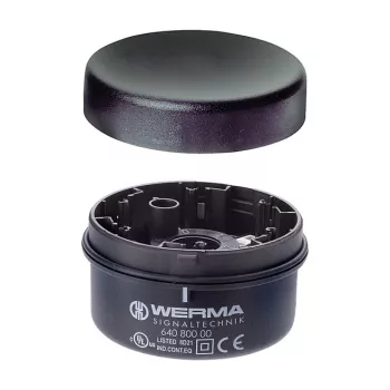 WERMA Signaltechnik KombiSIGN 71 Permanent Light Element, Black Housing, Clear Lens, Polycarbonate, IP65, 70mm Diameter, 66mm Height, E14 Socket, 7W Max, 640.800.00