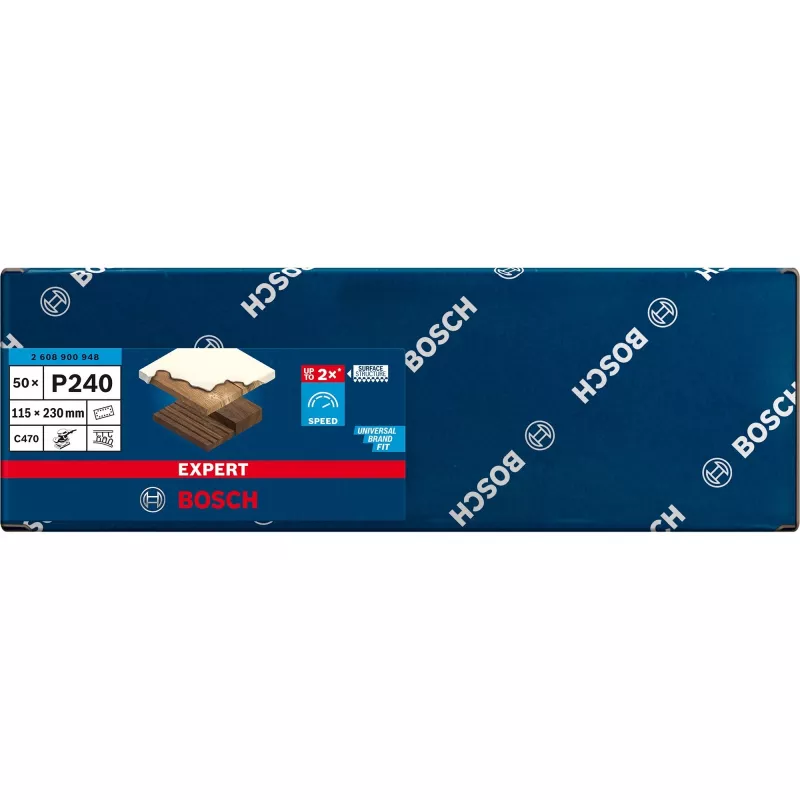 Bosch Expert C470 Sanding Sheet, 115 x 230mm, Grit K240 (50-Pack, for Orbital Sanders)