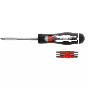 GEDORE Red Ratchet Screwdriver 13in1, 1/4 inch (Black/Red, with 13 Bits)