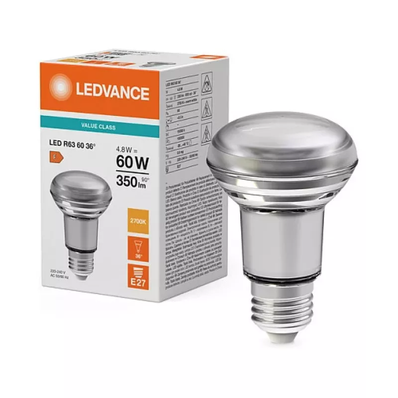 OSRAM LED STAR R63 Reflector Lamp 4.8W 827 E27 350lm 2700K Warm White