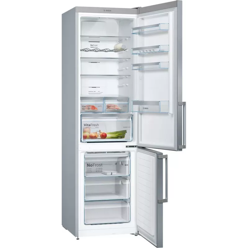 Bosch KGN397LEQ Freestanding Fridge Freezer with NoFrost, VitaFresh, 363L, Inox-look, Energy Class E