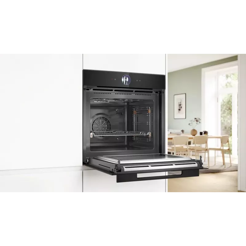 Bosch HMG976KB1 Series 8 Built-in Microwave Oven with Steam Assist, 71L, Black