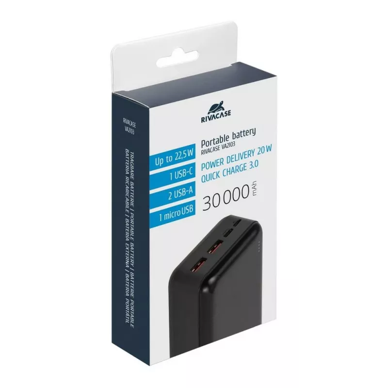Rivacase VA2103 Power Bank 30000 mAh 22.5W Black