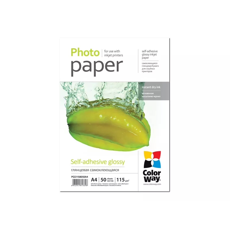 COLORWAY Self-adhesive Photo Paper Glossy 115 g/m² A4 5 Sheets